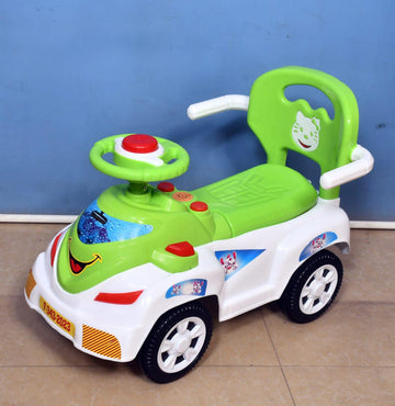 Kids Riding Car With Music & Lights With Side Arm Support in green colour
