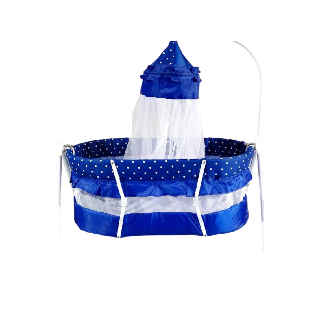 Baby Swing Cot Cradle Dual Stands Support along with Mosquito Net in blue clour