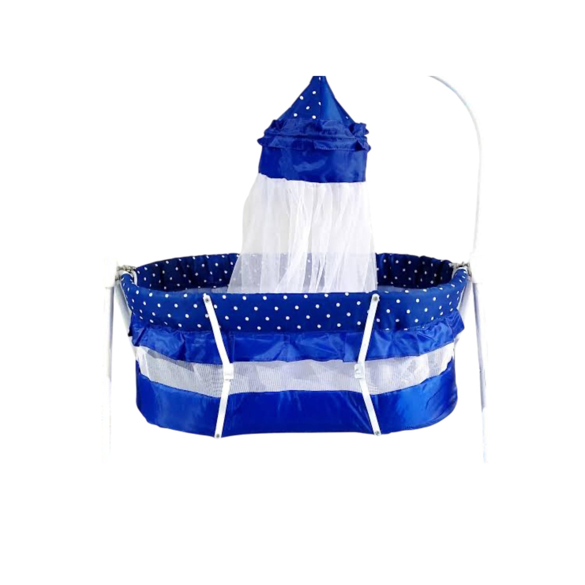 Baby Swing Cot Cradle Dual Stands Support along with Mosquito Net in blue clour