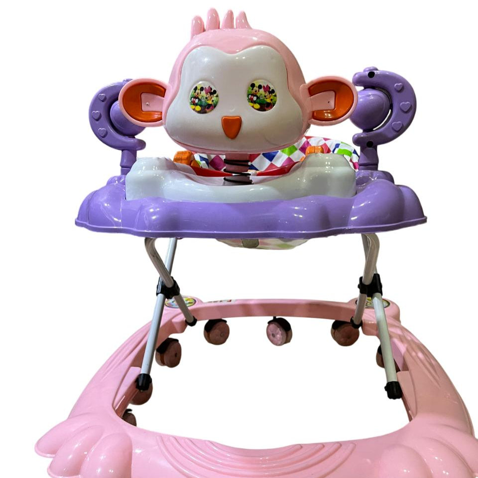 Cat Theme Baby Musical Walker in pink colour