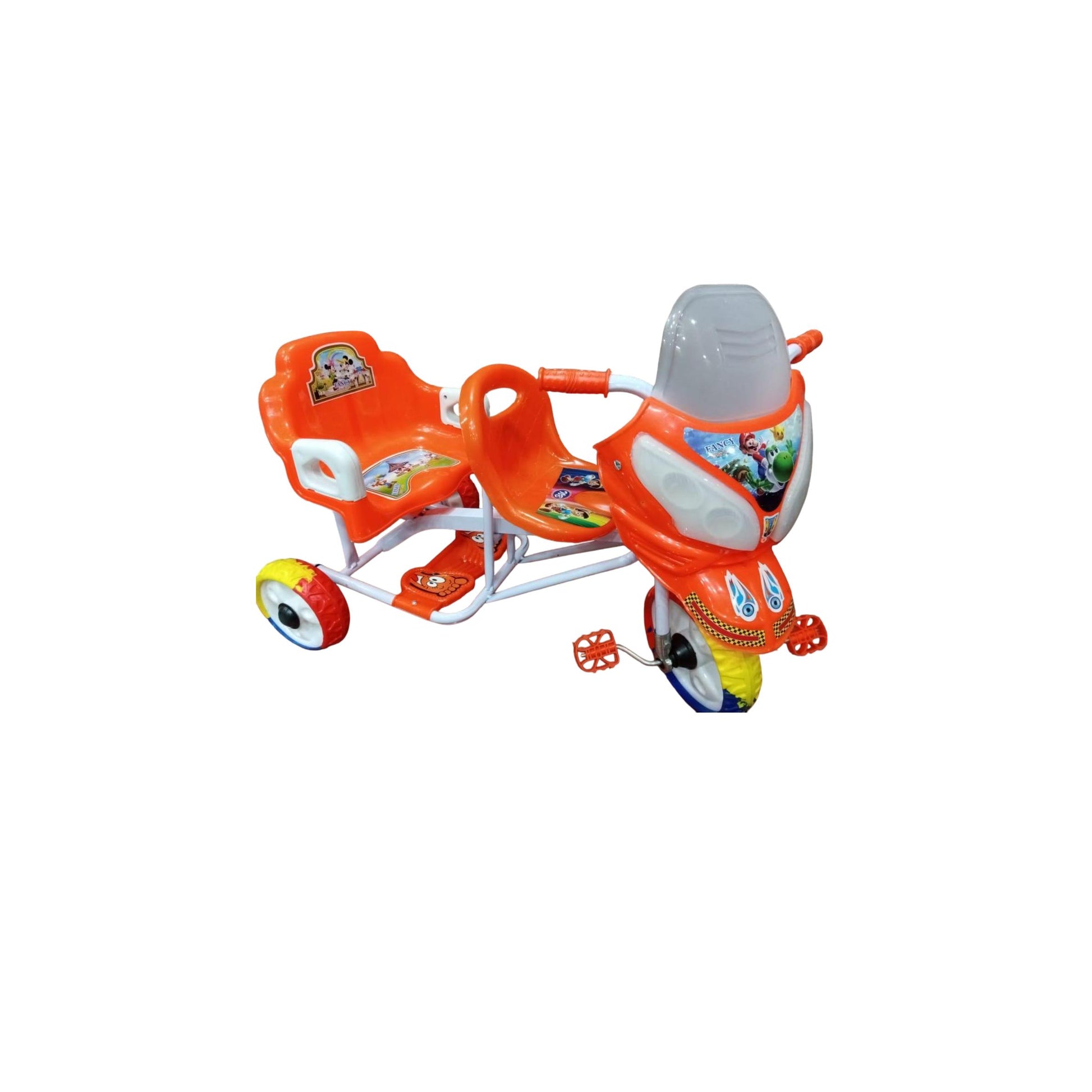 Double Seat Ching Chi Baby Tricycle Foam Tyre With Music & Lights in orange