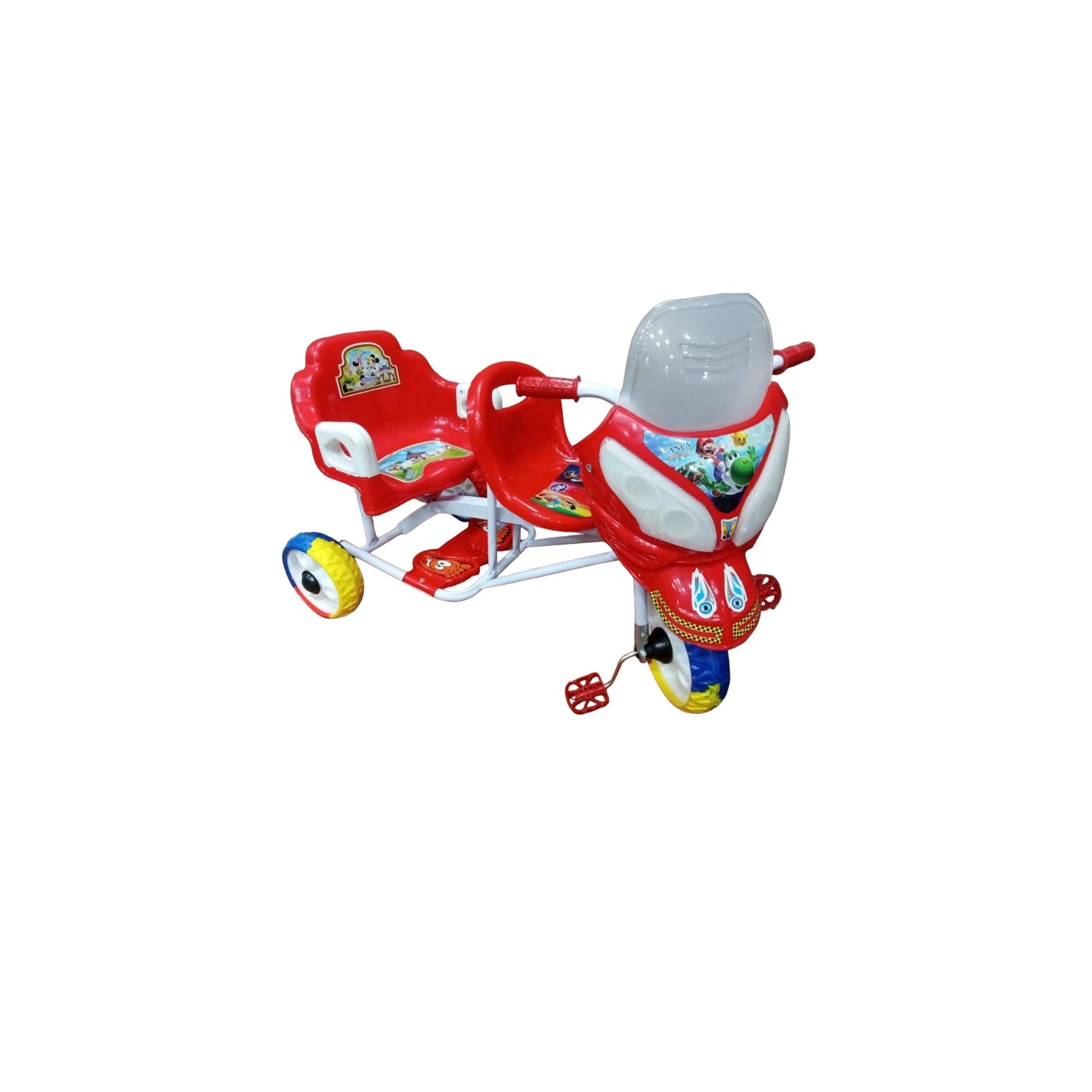 Double Seat Ching Chi Baby Tricycle Foam Tyre With Music & Lights in red colour