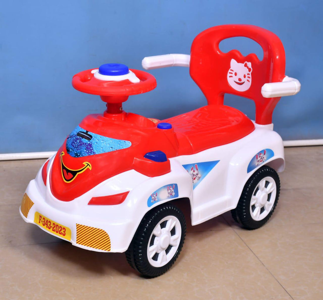 Kids Riding Car With Music & Lights With Side Arm Support in red colour