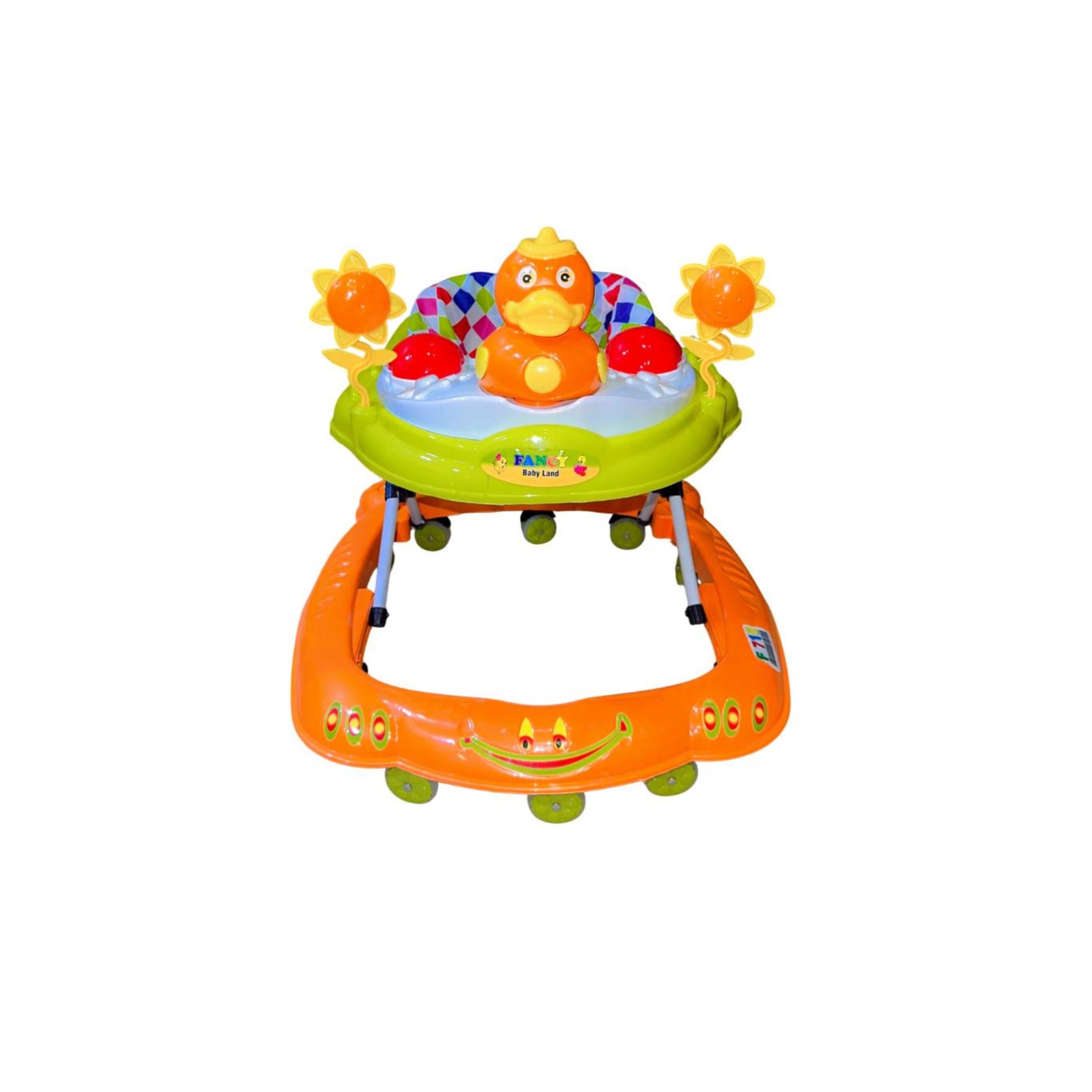 Baby Walker Duck Shape With Music & Toys in orange colour